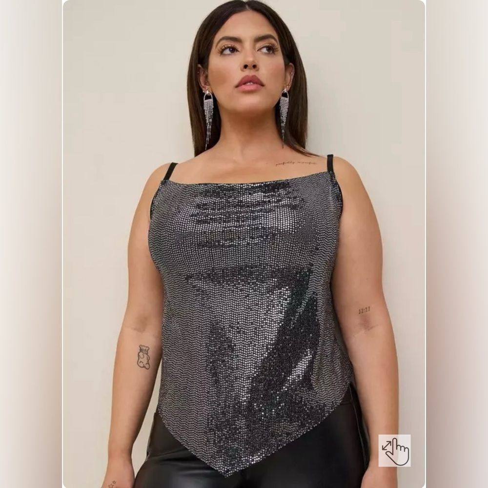 NWT Torrid Deep Black Sequin Cowl Cami - Size 2